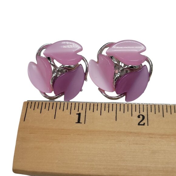 Vintage Pink & Purple Thermoset Clip-On Earrings - Picture 2 of 9